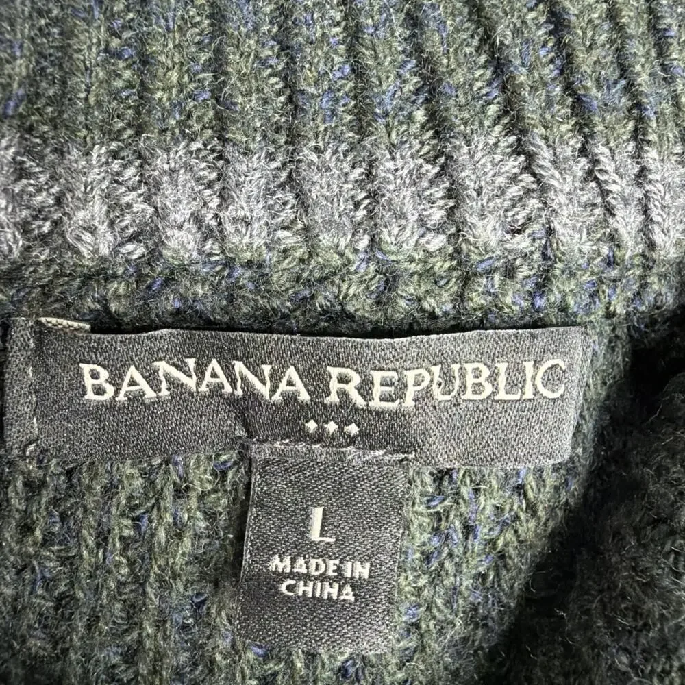 Banana Republic Men’s Shawl Collar Sweater Size L Dark Grey Cotton Wool Blend